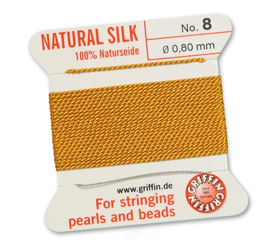 Picture of Griffin Silk Beading Cord & Needle size #8 - 0,80mm Amber x2m