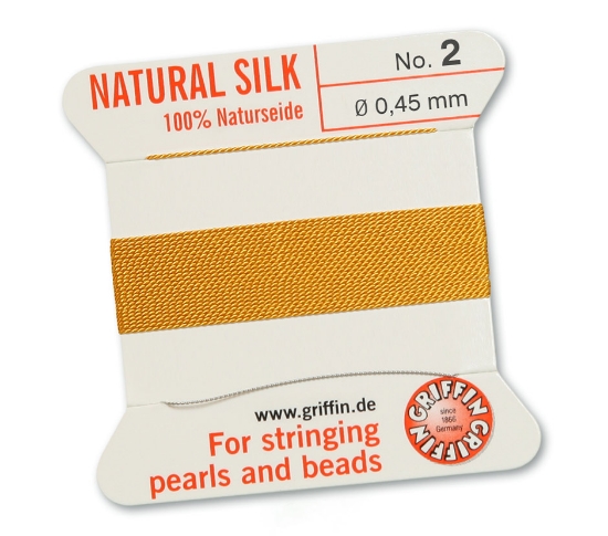 Picture of Griffin Silk Beading Cord & Needle size #2 - 0.45mm Amber x2m