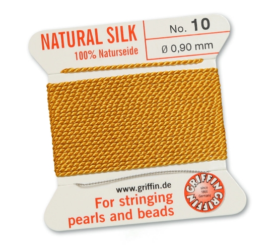 Picture of Griffin Silk Beading Cord & Needle size #10 - 0,90mm Amber x2m