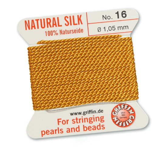 Picture of Griffin Silk Beading Cord & Needle size #16- 1,05mm Amber x2m 