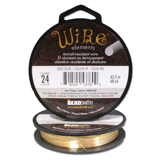 Picture of Wire Lacquered Tarnish Resistant 24 Gauge (.51mm) Gold x62m 