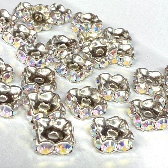 Picture of Preciosa Square Rondelle Strass 8mm hole 2mm Crystal AB x1