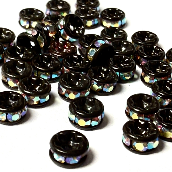 Picture of Preciosa Rondelle Strass 5mm Black/Crystal AB x4