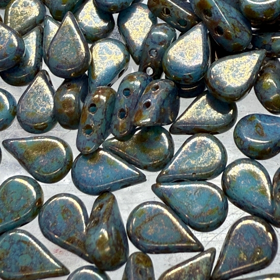 Picture of Amos® by Puca® 5x8mm Opaque Aqua Deep Gold x10g