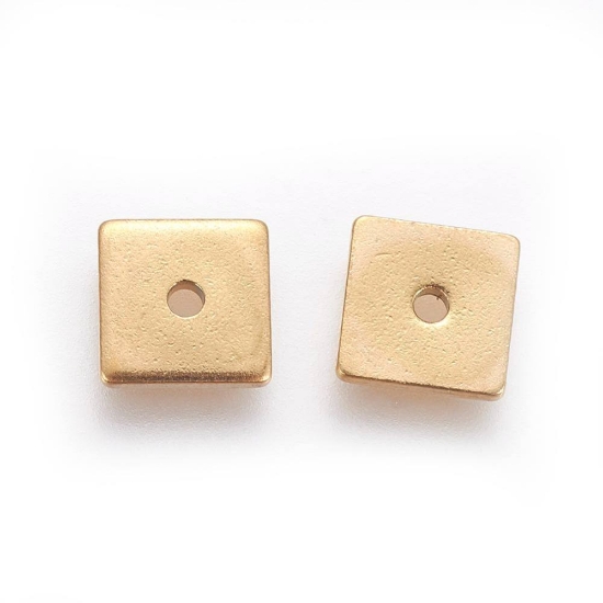 Picture of Stainless Steel Spacer Bead 8mm square Gold x10