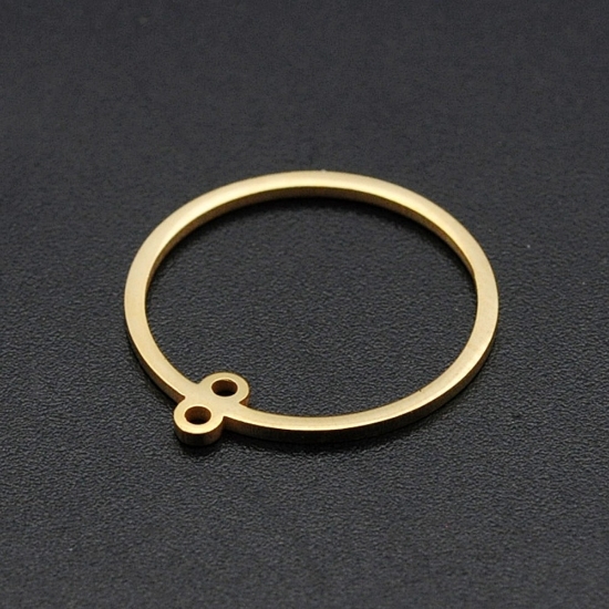Picture of Stainless Steel Component Ring 20mm round w/ double loops 18kt Gold Plated x1