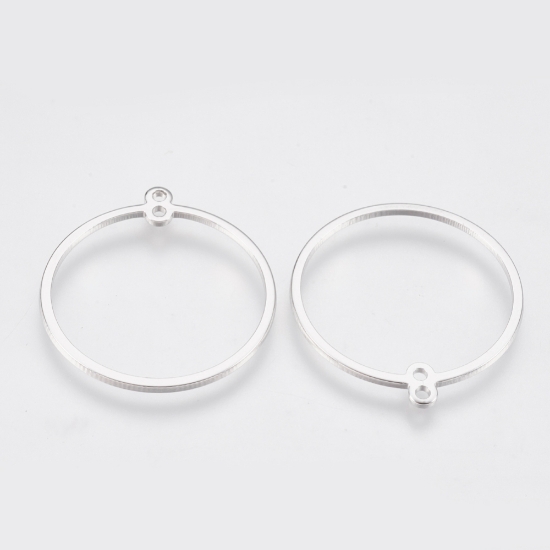 Picture of Stainless Steel Component Ring 25mm round w/ double loops Platinum Plated x1