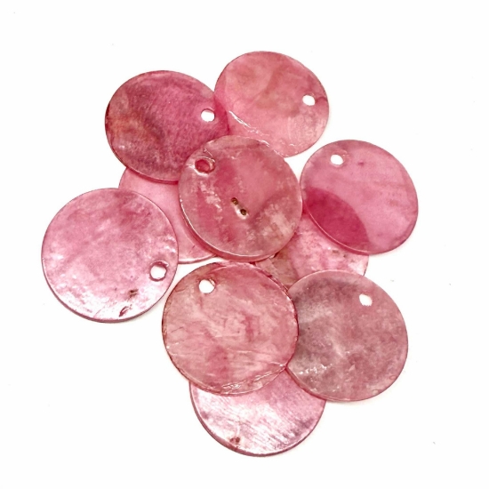 Picture of Shell Sequins transparent fine 15mm round Rose x10