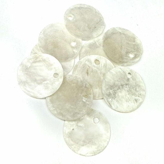Picture of Shell Sequins transparent fine 15mm round White x10