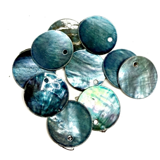 Picture of Shell Sequins fine 15mm round Light Blue x10
