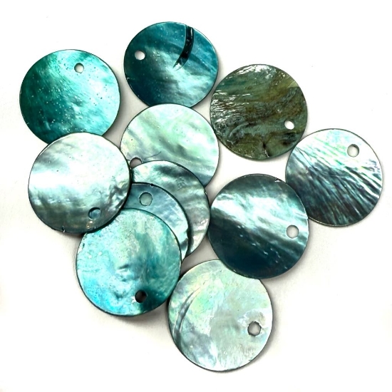 Picture of Shell Sequins fine 15mm round Light Seafoam x10
