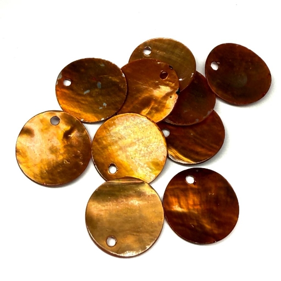 Picture of Shell Sequins fine 15mm round Orange x10