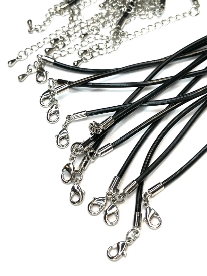 Picture of Faux Leather Necklace 46cm 2mm width Black x5