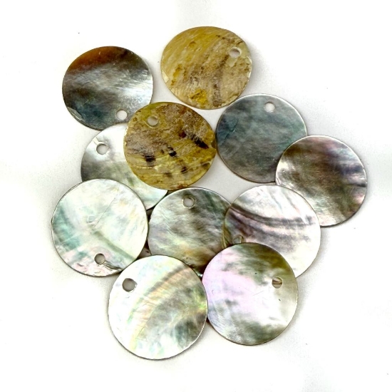 Picture of Shell Sequins fine 15mm round Nature x10