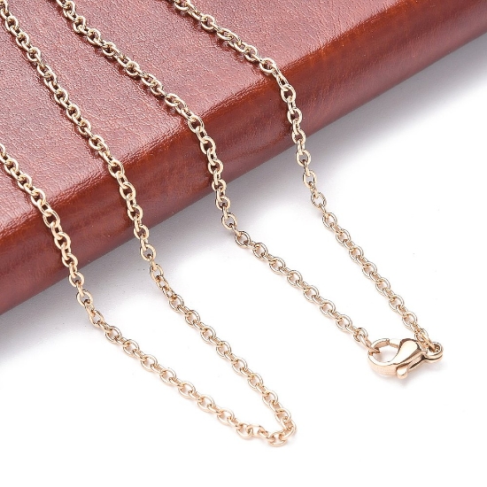 Picture of Stainless Steel Necklace cable 2mm oval Rose Gold 45cm x10 