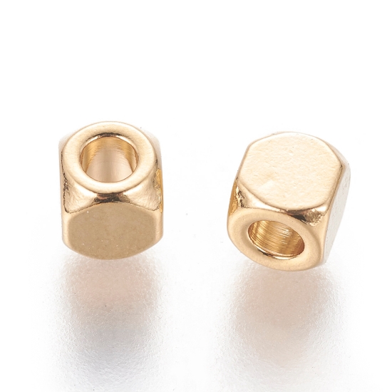 Picture of Stainless Steel Bead 4mm cube Gold x10