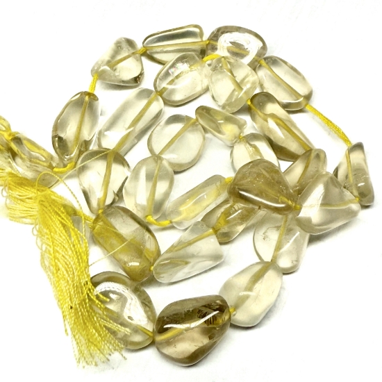 Picture of Lemon Quartz bead (heated) hand-cut flat nugget x35cm