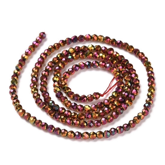 Picture of Faceted Glass bead 2mm round Metallic Burgundy x35cm