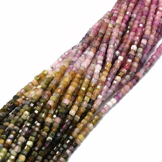 Picture of Tourmaline Faceted Table Cut 2x2x2mm cube x38cm