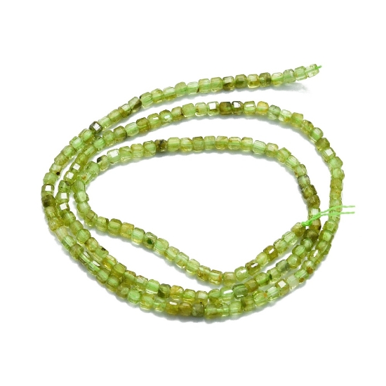 Picture of Peridot Faceted Table Cut 2x2x2mm cube x38cm