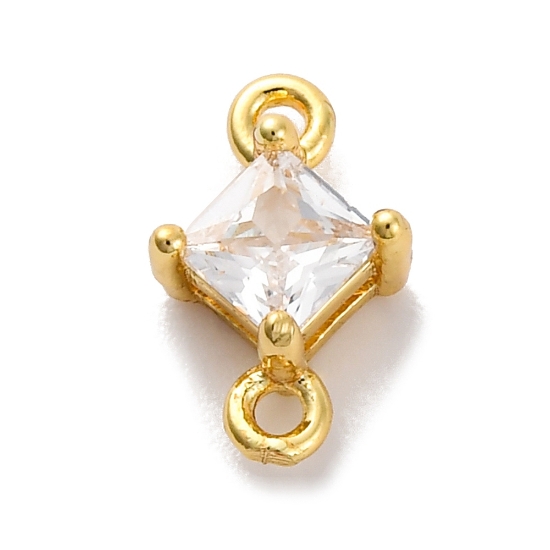 Picture of Connector 10x7mm rhombus w/ Cubic Zirconia 18kt Gold Plated x5