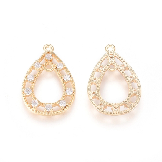 Picture of Charm 20x14mm drop w/ Cubic Zirconia  w/ 2 loops 18kt Gold Plated x1