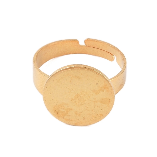 Picture of Stainless Steel Ring flat pad 14mm round 18kt Gold Plated x5