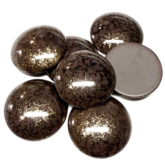 Picture of Vintage German Acrylic Cabochon 28mm round Cracked Bronze x1