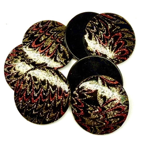 Picture of Vintage German Acrylic Cabochon 30m round "Phoenix Flame" x1