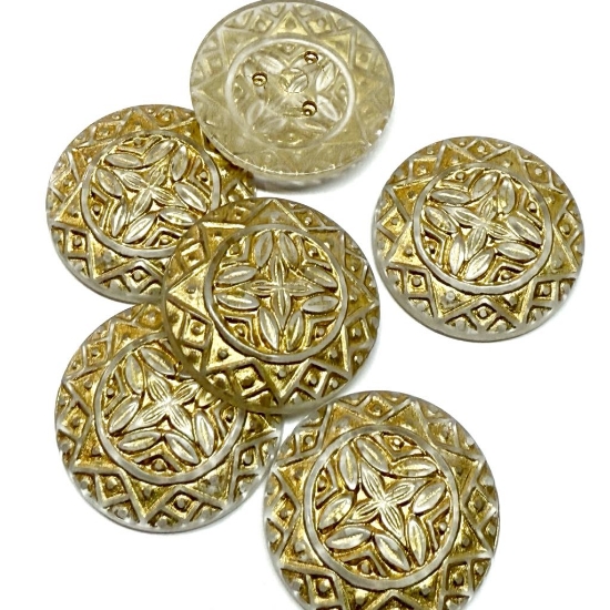 Picture of Vintage German Acrylic Cabochon 30m round "Art Deco" Gold x1