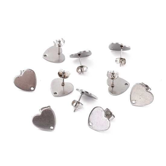 Picture of Stainless Steel Ear stud 12mm heart x10