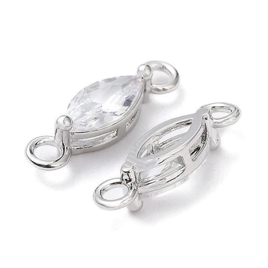 Picture of Connector 4mm flat round Cubic Zirconia  Platinum Plated x1