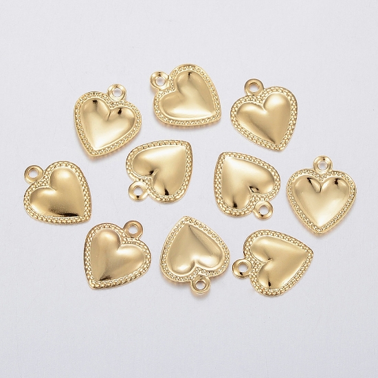Picture of Stainless Steel Charm Heart 8mm 18kt Gold Plated x10