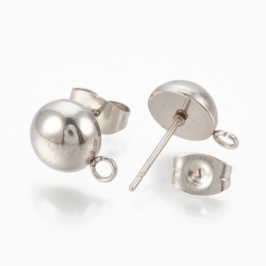 Picture of Stainless Steel Ear Stud ball 6mm w/ loop x10