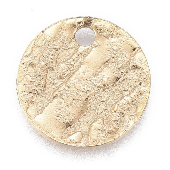 Image de Stainless Steel Charm textured 10mm round Gold x10