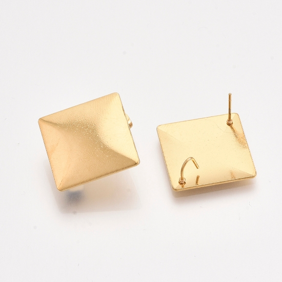 Picture of Stainless Steel Ear stud 27mm rhombus w/ loop Gold x2