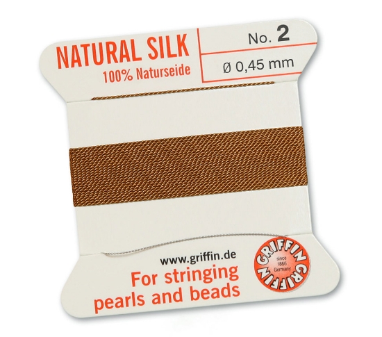Picture of Griffin Silk Beading Cord & Needle size #2 - 0,45mm Cornelian x2m
