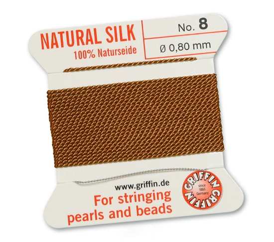 Picture of Griffin Silk Beading Cord & Needle size #8 - 0.80mm Cornelian x2m 