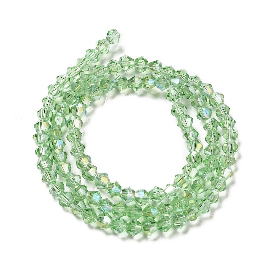 Picture of Faceted Bicone Glass bead 4mm Light Green AB x85