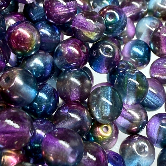 Picture of Czech Glass bead 6mm round Crystal Magic Blue x100