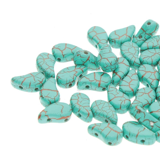 Picture of Paisley Duo 8x5mm Ionic Turquoise Green/Brown x10g