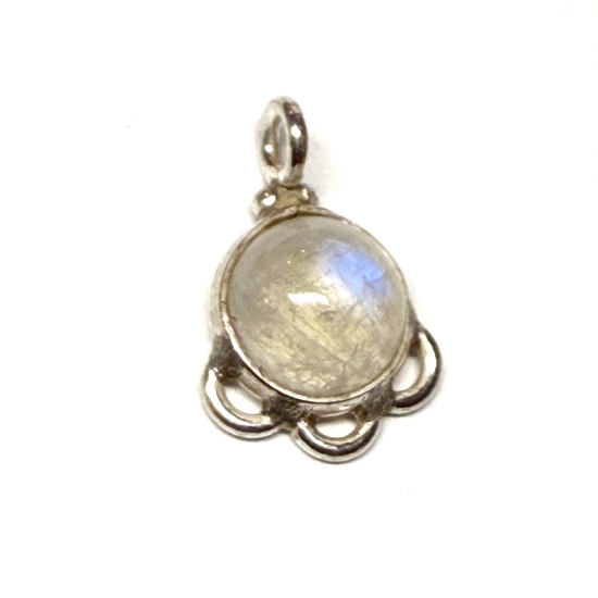 Picture of 925 Silver Pendant 14x10mm w/ round Moonstone Cabochon x1