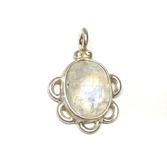 Picture of 925 Silver Pendant 16x11mm w/ oval Moonstone Cabochon x1