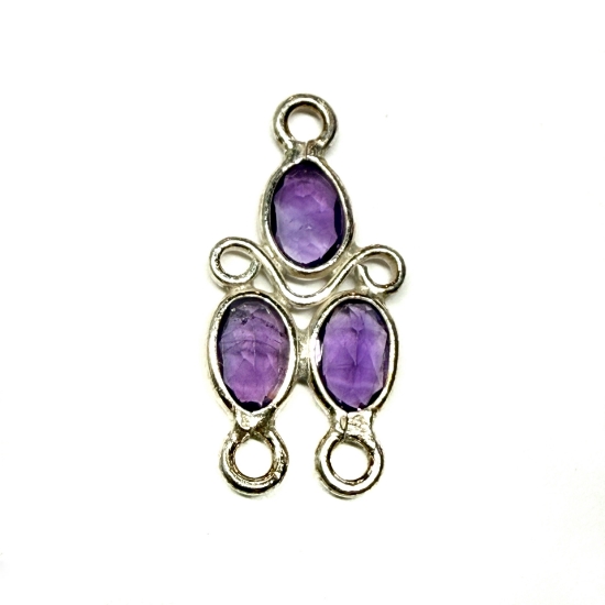 Picture of 925 Silver Pendant 21x10mm w/ 3 loops Amethyst x1