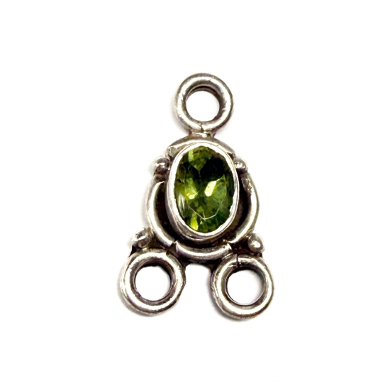 Picture of 925 Silver Pendant 18x10mm w/ 3 loops Peridot x1 