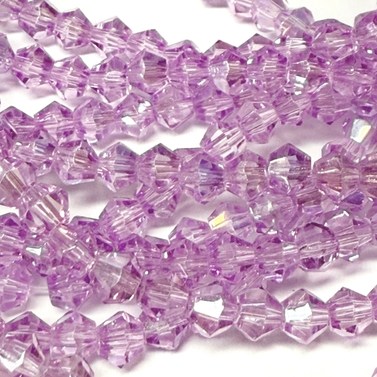 Picture of Faceted Bicone Glass bead 4mm Lilac AB x85