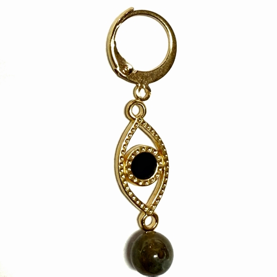 Picture of Spacer "Lucky Eye" Black Epoxy 9x21mm 24kt Gold Plated x1