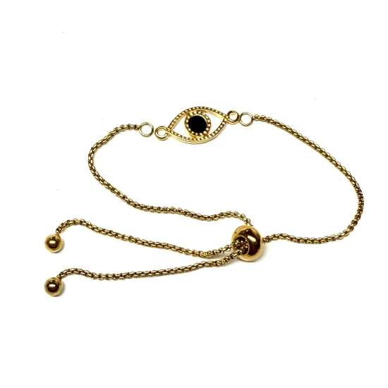 Picture of Stainless Steel Partially Finished Adjustable Slider Clasp Bracelet Gold x1