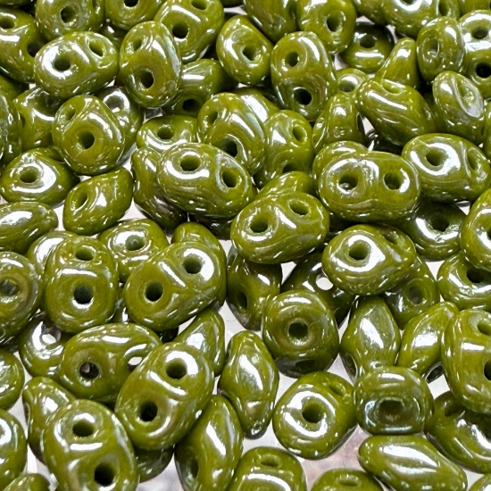 Picture of SuperDuo 2,5x5mm Opaque Green White Luster x10g