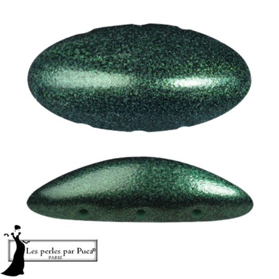 Picture of Athos 3-hole Par Puca bead 20x10mm Metallic Mat Green Forest x1